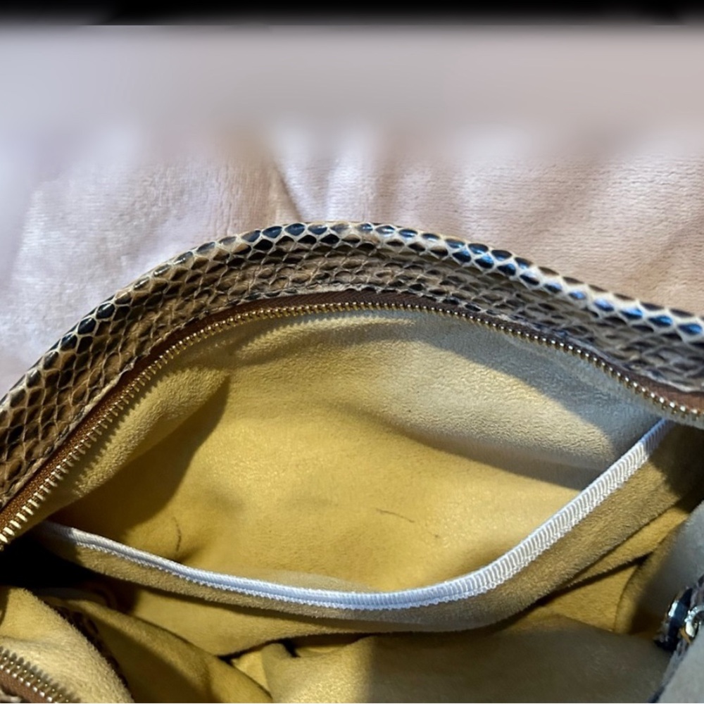 Jimmy Choo Brown Raffia Solar Hobo W/Python - image 7